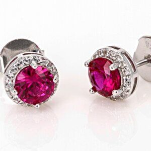 LAB RUBY PIERCED EARRINGS CUSTOMER TOP RATED  NEW IN BOX